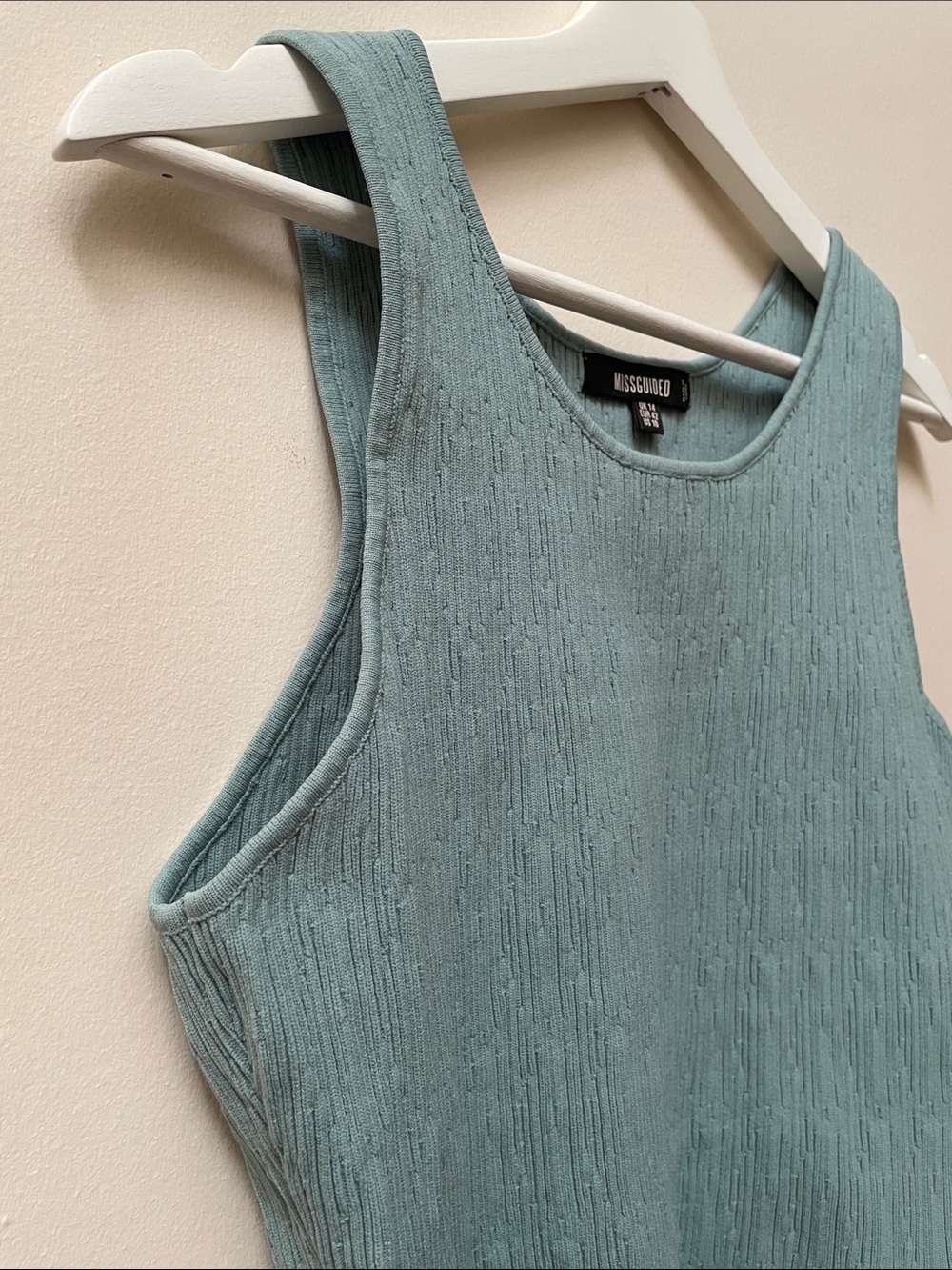 Missguided Ribbed Tank Top in Sage - Picture 3 of 6